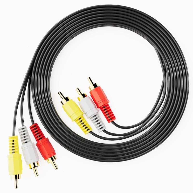 Eanetf RCA Cables, 3RCA Cable Audio Video 24K Gold Plated Connecting Audio Video Components AV Male to Male Cable for Home Theater amp, Stereo Systems (5ft-1pcs) - Image 1